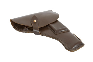 Old Russian army holster on white background