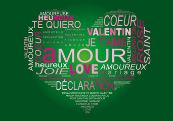 coeur mots fond vert v10