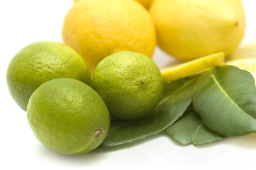 Limes und lemons with leafes