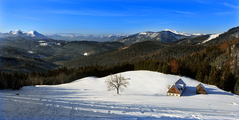 Fototapeta premium Prealps in winter - Voralpen im Winter
