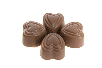 Valentines day heart shaped chocolates on white