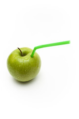 Green Apple with Straw