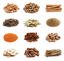 spices on the white background
