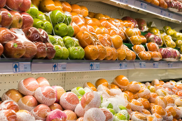 Fresh fruits in a hypermarket