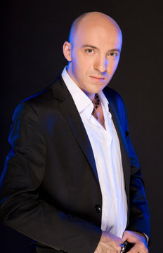 white shirt and black suit