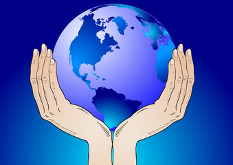 Earth in the your hands - vector