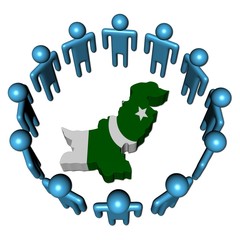 people around Pakistan map flag illustration