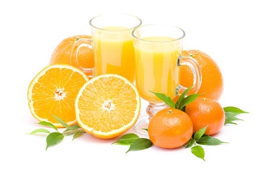 orange juice and some fresh fruits