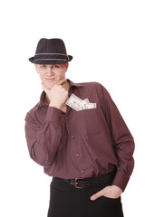 Fototapeta premium Businessman with money isolated