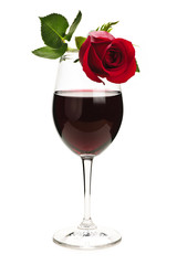 Wine with red rose