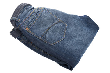 Blue trousers on white