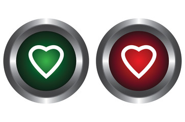 Two buttons with hearts