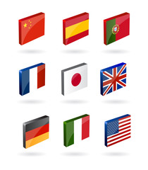 vector 3d world flags icons