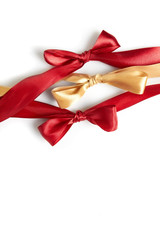 satin ribbons on the white background