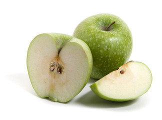 fresh green apple with half