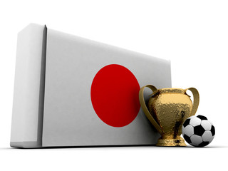 football cup with flag of japan