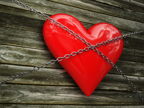 red heart and metal chain
