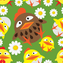 Seamless pattern with a chickens