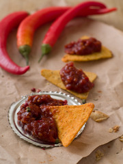 Nachos with spices sauce