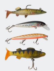 Colorful Fishing Lures (wobbler) over white