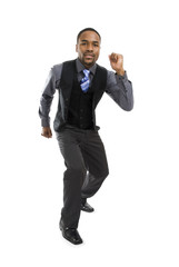 African american business man ready to run