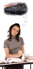 woman thinking about vacation