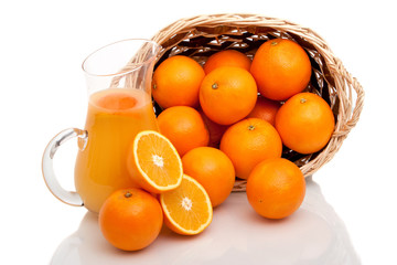 Basket of oranges and juice