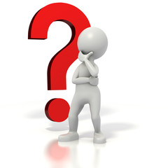 Stick man question mark thinking