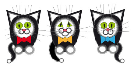 Three gay black cat