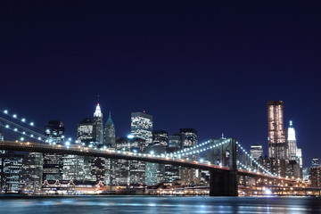 Brooklyn Bridge and Manhattan Skyline At Night, New York City - 20070933