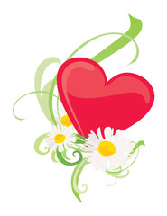 summer heart with flowers and butterflies