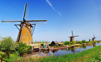 Naklejka premium Windmill in Kinderdijk, Holland