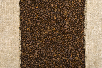Coffee beans and sackcloth