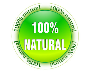 100% natural web glossy icon vector illustrated