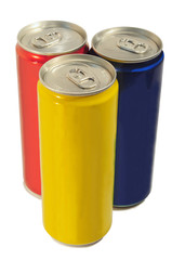 Tre lattine colorate isolate