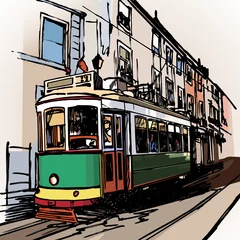 Poster typical tramway  in Lisbon © Isaxar