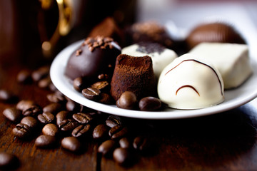 Close up of chocolate truffles