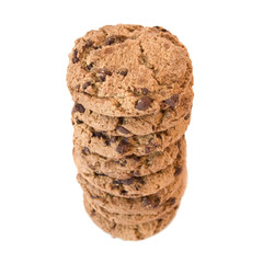 sweet cookies with chocolate on white