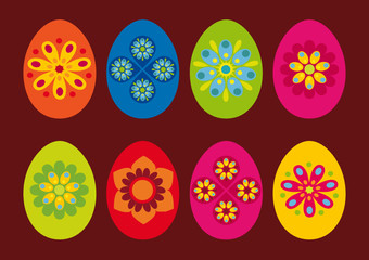 Ostereier - Retro- Blumenmuster