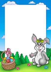 Fototapeta premium Easter frame with cute bunny