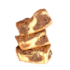 yellow tasty cocoa pie on white