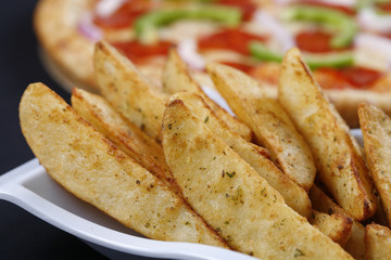 potato wedges and pizza