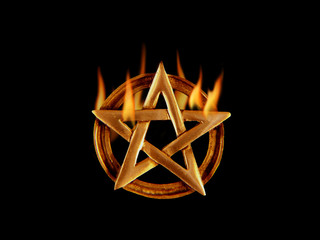 F&uuml;nfstrahliger Stern mit Flammen