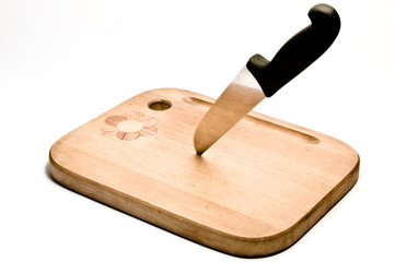 kitchen knife stick in board