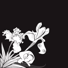 Crédence de cuisine en verre imprimé Fleurs noir et blanc Carte de voeux noir et blanc