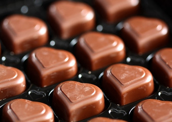 Chocolate hearts close-up