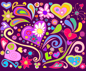 Fototapeta na wymiar Colorful love doodle