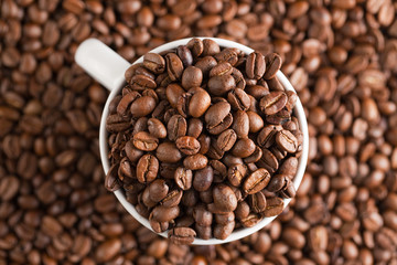 coffee beans with white cup