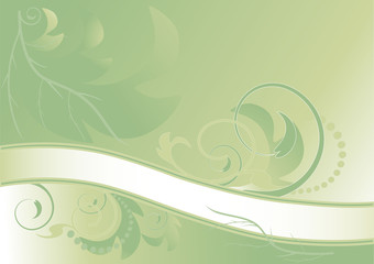 Abstract green floral banner.   Background .Banner