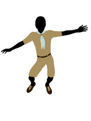 Fototapeta na wymiar African American Boy Scout Illustration Silhouette